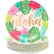 Sparkle and Bash Aloha Hawaiian Paper Plates, Luau Birthday Party Decorations (9 In, 48 Pack)