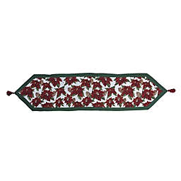 Poinsettia Christmas Woven Table Runner 13 x 54 Inches