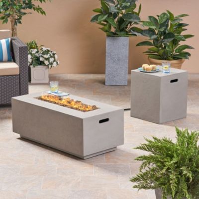 Contemporary Home Living 2pc Gray Solid Rectangular Outdoor Patio Burning Fire Pit 40.25"
