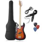 Davison Guitars Left Handed 4-String Electric Bass Guitar - Full Size Beginner Kit with Gig Bag and Accessories