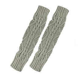 Wrapables Soft Cross-Knit Arm Warmers Fingerless Gloves / Light Grey