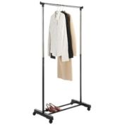 Inq Boutique Portable Rolling Heavy Duty Stand Clothes Rack Single Hanging Garment Bar Hanger