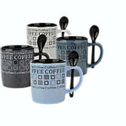 Archstone Collections Coffee Mug and Spoon Set - 8 Piece Set (4 Mugs + 4 Cups)