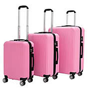 Zimtown 3 Piece Set Luggage Suitcase in Pink