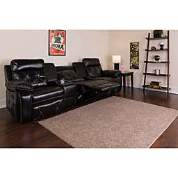 Emma + Oliver Black LeatherSoft 3-Seat Reclining Theater Unit-Straight Cup Holders
