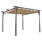 Outsunny 11.5&#39; x 11.5&#39; Retractable Patio Gazebo Pergola with UV Resistant Outdoor Canopy & Strong Steel Frame