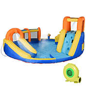 Halifax North America 5-in-1 Inflatable Water Slide Kids Bounce House Jumping Castle Includes Slide, Basket, Pool, Water Gun, Climbing Wall, with Carry Bag, Repair Patches and 750W Air Blower