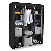 Infinity Merch 67" Portable Wardrobe Storage Organizer with 10 Shelves in Black