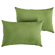 Outdoor Living and Style Set of 2 Solid Olive Green Sunbrella Indoor and Outdoor Lumbar Pillows, 20"