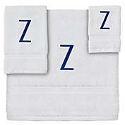 Juvale 3-Piece Letter Z Monogrammed Bath Towels Set, Embroidered Initial Z Wedding Gift (White, Blue)