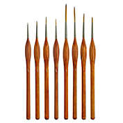 U.S. Art Supply 8 Piece Taklon Detail and Liner Artist Brush Set with Wood Comfort Grip Handles - Art, Detailing, Acrylic, Oil, Watercolor
