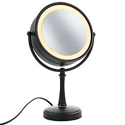 Conair Reflections 8.5 Inch 7x Magnification Incandescent Lighted Mirror in Matte Black