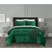 Chic Home Amara Comforter Set Embossed Mandala Pattern Faux Fur Micromink Backing Bed In A Bag Bedding - Sheets Pillowcases Pillow Shams Included - 7 Piece - Queen 90x92", Green