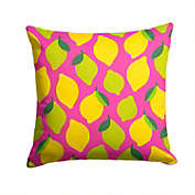 Caroline&#39;s Treasures Lemons and Limes on Pink Fabric Decorative Pillow 14 x 14