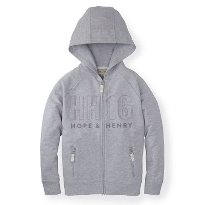 Hope & Henry Boys&#39; Grey Zip Up Hoodie, Gray, 6-12 Months