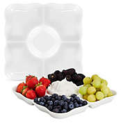 Juvale Set of 2 Porcelain Appetizer Trays, 5-Compartment Divided Serving Platters (9.5 x 9.5 x 1 In)
