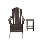 WestinTrends 3-Piece Outdoor Adirondack Folding Chair with Ottoman and Side Table Set, Dark Brown