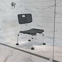 Emma and Oliver Tool-Free 300 Lb. Capacity, U-Shaped Adjustable Gray Bath & Shower Chair