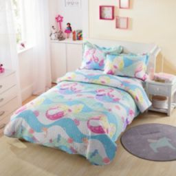 MarCielo Kids Mermaid Quilt Bedspread Set For Teens Girls Boys