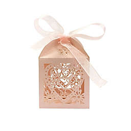 Wrapables Hearts and Flowers Wedding Party Favor Boxes Gift Boxes with Ribbon (Set of 50) / Pink