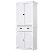 HOMCOM 72" Traditional Freestanding Kitchen Pantry Cupboard with 2 Cabinet, Drawer and Adjustable Shelves, White