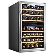 Ivation 43 Bottle Dual Zone Wine Cooler Refrigerator w/Lock   Large Freestanding Wine Cellar For Red, White, Champagne & Sparkling Wine   41f-64f Digital Temperature Control Fridge Glass Door