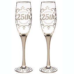 Evergreen 25th Anniversary Champagne Flutes, 8 ounces, Set of 2