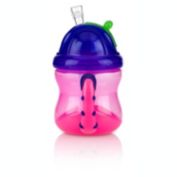 Nuby Two-Handle Flip N&#39; Sip Straw Cup, 8 Ounce, Pink with Purple