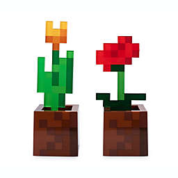 Minecraft Orange Tulip and Poppy Flower Pot Mood Lights, Set of 2   Nightstand Table Lamp with LED Light for Bedroom, Desk, Living Room   Home Decor Room Essentials   Video Game Gifts And Collectibles
