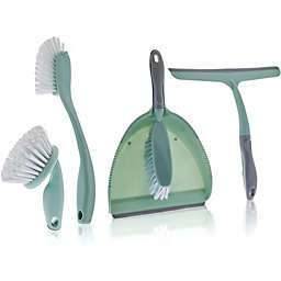 Okuna Outpost Mini Broom, Squeegee, and Dustpan Cleaning Set (Light Green, 5 Pieces)
