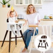 Costway 3-In-1 Adjustable Baby High Chair with Soft Seat Cushion for Toddlers-Brown