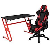 Flash Furniture 51.5" Black and Red Racing Gaming Desk with Reclining Footrest Chair