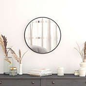 Flash Furniture Julianne 24" Round Black Metal Framed Wall Mirror - Large Accent Mirror for Bathroom, Vanity, Entryway, Dining Room, & Living Room