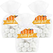 Big Dot of Happiness Fall Pumpkin - Halloween or Thanksgiving Party Clear Goodie Favor Bags - Treat Bags With Tags - Set of 12