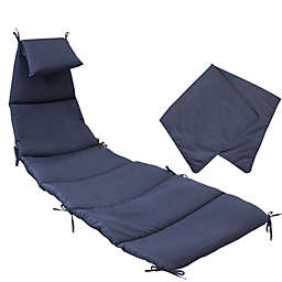 Sunnydaze Hanging Lounge Chair Replacement Cushion and Umbrella - Navy