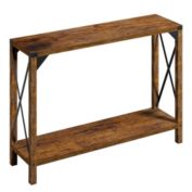 Idealhouse 42.5 in. Rustic Brown Rectangle Wood Top Console Table