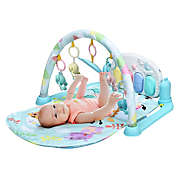 Gymax Baby Gym Play Mat 3 in 1 Fitness Music and Lights Fun Piano Activity Center Pink Blue