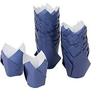 Juvale Tulip Cupcake Liners - 100-Pack Medium Baking Cups, Muffin Wrappers, Perfect for Birthday Parties, Weddings, Baby Showers, Bakeries, Catering, Restaurants, Navy Blue