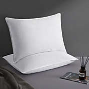 Unikome 2 Pack Down and Feather Medium Support Bed Pillows in White, 100% Cotton Shell, Standard