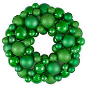 Northlight Green 3-Finish Shatterproof Ball Christmas Wreath - 13-Inch, Unlit