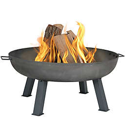 Sunnydaze Outdoor Camping or Backyard Round Cast Iron Rustic Fire Pit Bowl with Handles - 34