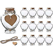 WHOLE HOUSEWARES Heart Shaped Glass Favor Jars With Cork Lids  Set Of 12  5oz Glass