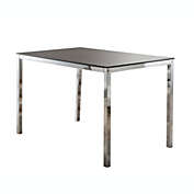 Pilaster Designs Leina 48" Rectangular Modern Dining Table, Chrome Metal Frame & Black Tempered Glass Top
