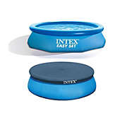 Intex 10&#39;x30&#39;x30" Inflatable Round Swimming Pool & 10&#39; Pool Debris Cover Tarp