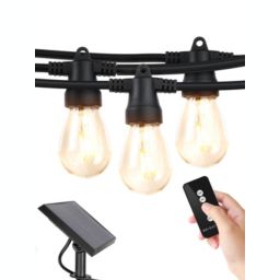 Ambience Solar Filament Non-Hanging String Lights - S14, 48 Ft, 3000K