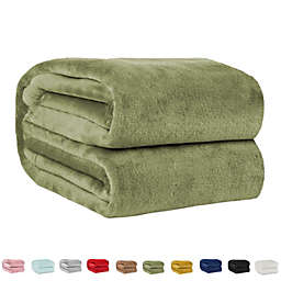 ShopBedding Green Throw Blanket Fleece Lightweight Throw Blanket for Couch or Sofa - Solid Flannel Blanket for Travel - Olive, 50