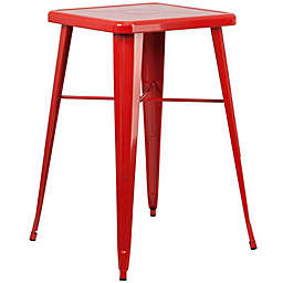 Flash Furniture 23.75'' Square Red Metal Indoor-Outdoor Bar Height Table