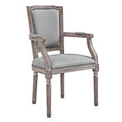 Modway Penchant Vintage French Upholstered Fabric Dining Armchair, Light Gray