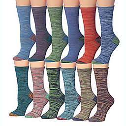 Tipi Toe, Women's 12 Pairs Colorful Patterned Crew Socks