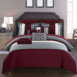 Chic Home Moriarty Elegant Color Block Ruffled BIB Soft Microfiber Sheets 10 Pieces Comforter Decorative Pillows & Shams - Queen 90\